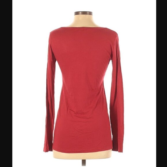 Splendid Top S Modal Cotton Long Sleeve V-neck Lounge Basic Red Base Layer - Picture 4 of 8